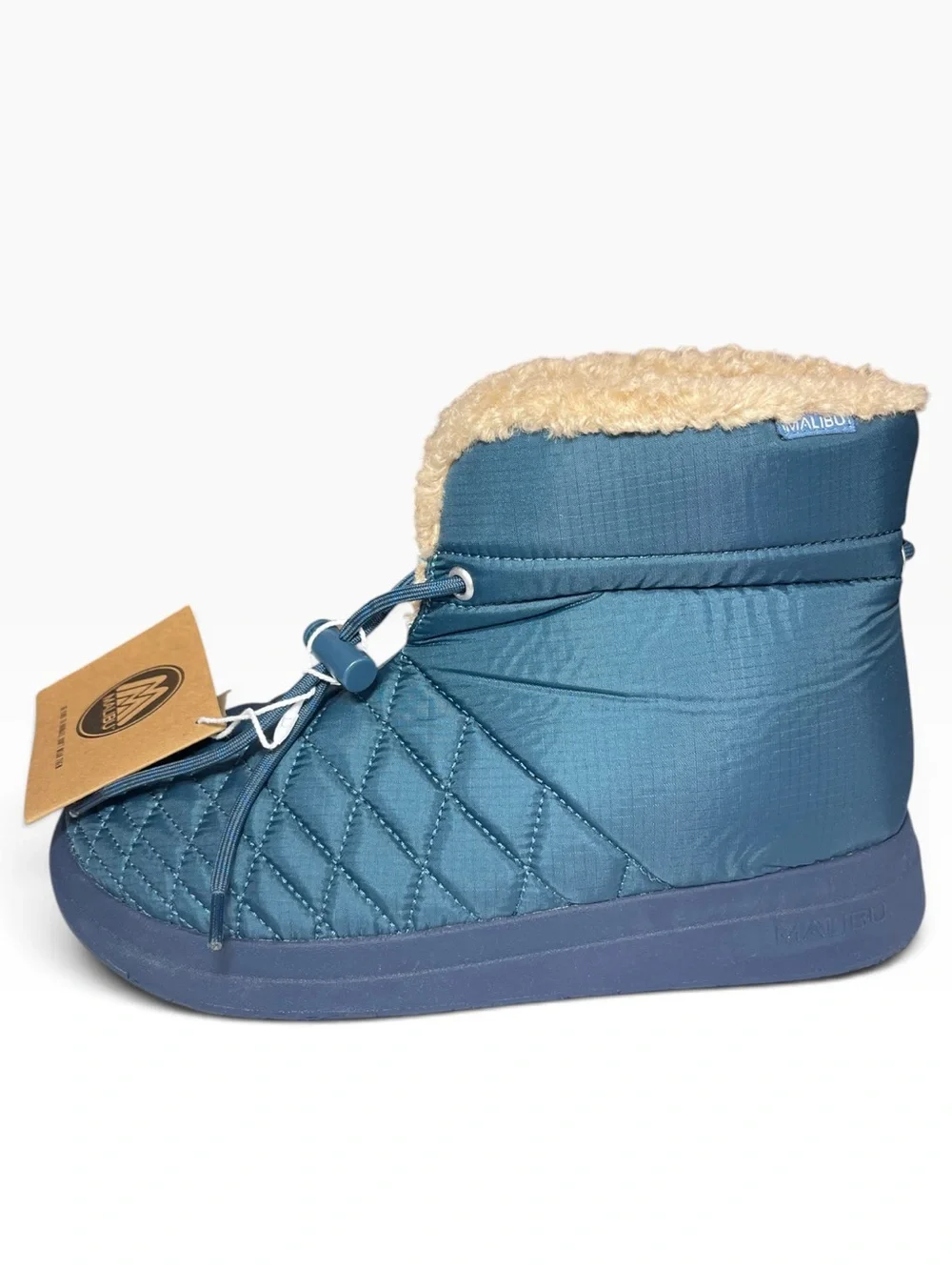 Malibu Sandals Chukka Boots Blue Vegan Drawstring Quilted Shoes Mens US 8 NEW